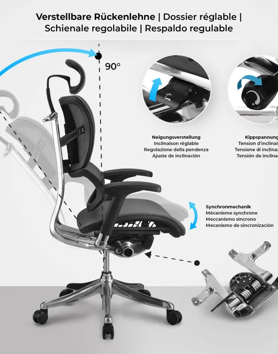 Ergonomikus Irodaszék Norfolk 02 , szürke