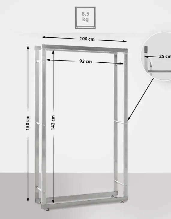 Tüzifa Állvány  Keri 25X80X100 02 , rozsdamentes acél